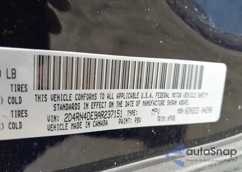 2010 Dodge Grand Caravan Se z USA, uszkodzony, nr VIN 2D4RN4DE9AR237151